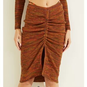 GUESS Cinched Front Anika Ribbed Bodycon Skirt Small